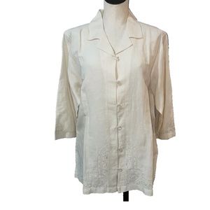 IVY Vintage NWT Women’s Linen Button Down Tunic Shirt size L w/original receipt
